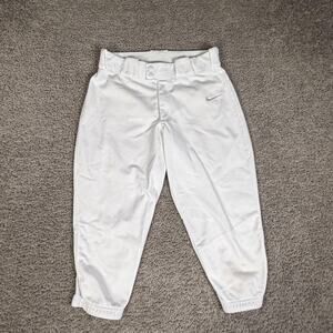 Nike Baseball Pants Womens S White Team AV6642-100 Polyester Swoosh Engineered